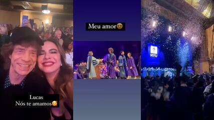 Luciana Gimenez posa ao lado de Mick Jagger na formatura de seu filho Luciana Gimenez posa ao lado de Mick Jagger na formatura de seu filho