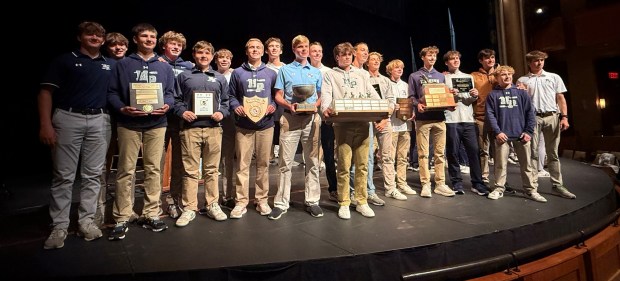 Malvern Prep students, faculty, staff, and parents gathered at the school's Duffy Arts Center May 28 to celebrate the championship wins of three of its spring sports teams -- baseball, rowing, and track and field. (Photo courtesy of Malvern Prep)
