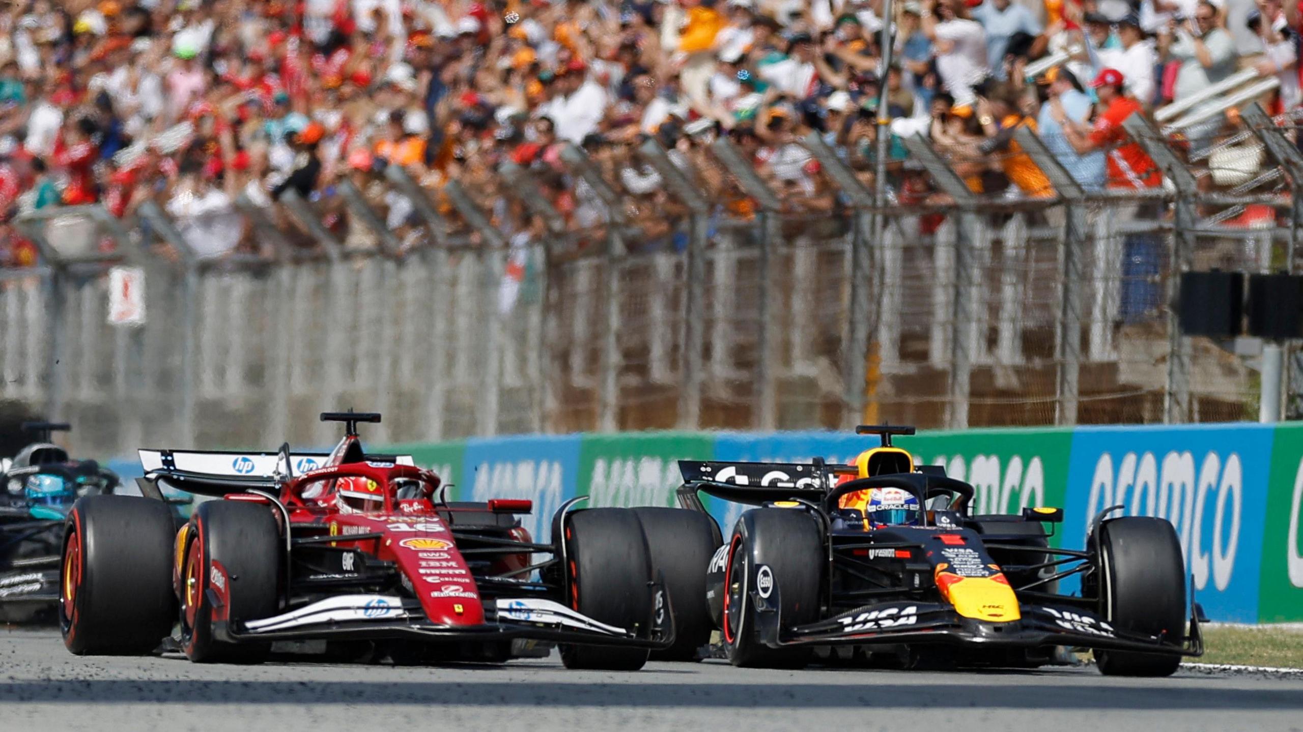 Charles Leclerc and Max Verstappen
