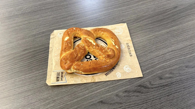 salted pretzel on bag